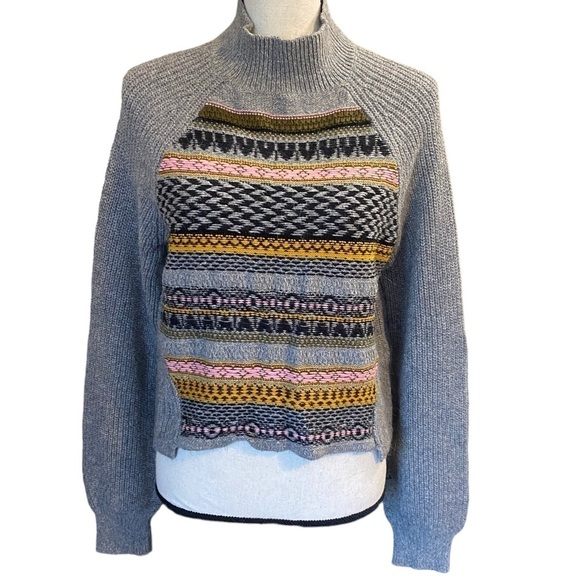 𝅺ECOTE Urban Outfitters Size Medium Boho Aztec Sweater With Balloon Sleeves - Picture 1 of 7